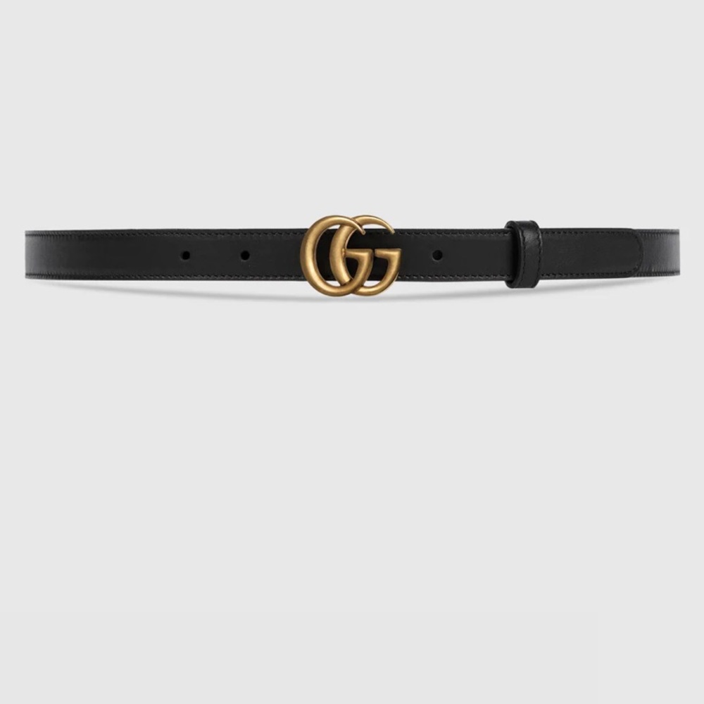 Gucci Thin Leather Belt with double G buckle